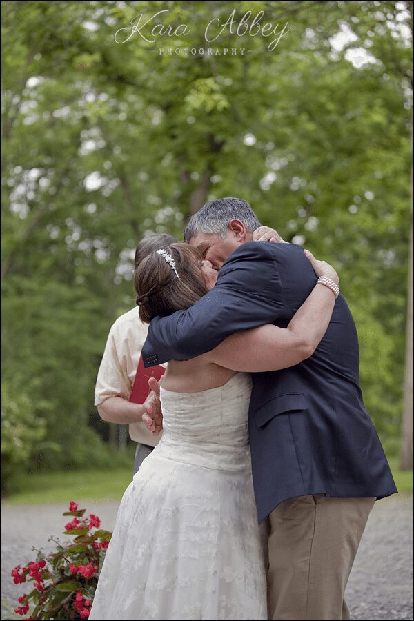 Wedding Ceremony Billsboro Winery, Geneva, NY First Kiss