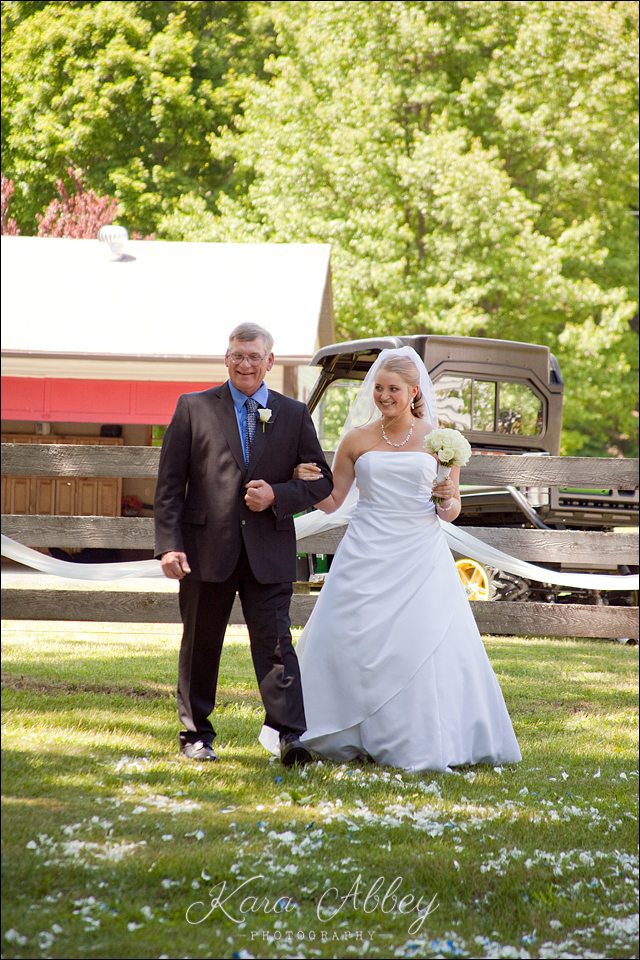 wedding photography ceremony father-of-the-bride walking down the aisle bride nichols ny