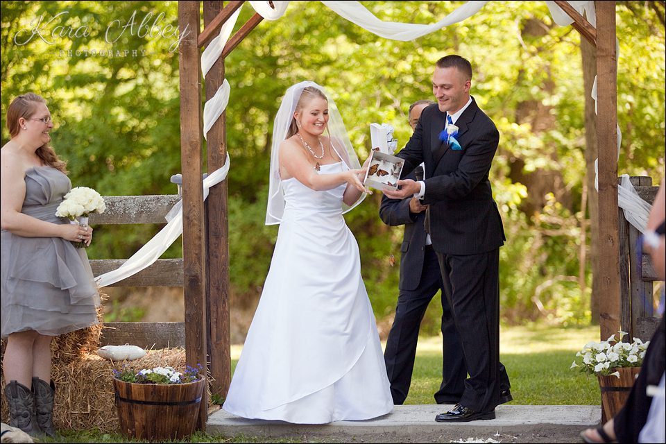 wedding photography ceremony nichols ny butterfly release