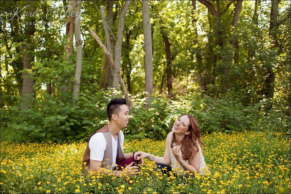 Engagement Wedding Photography Summer Outdoors Elmira NY Field of Flowers
