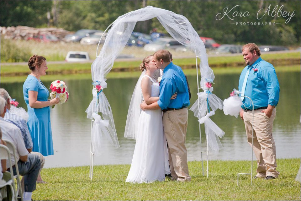 wedding photography outdoor ceremony  bride groom walking down the aisle wyalusing pa
