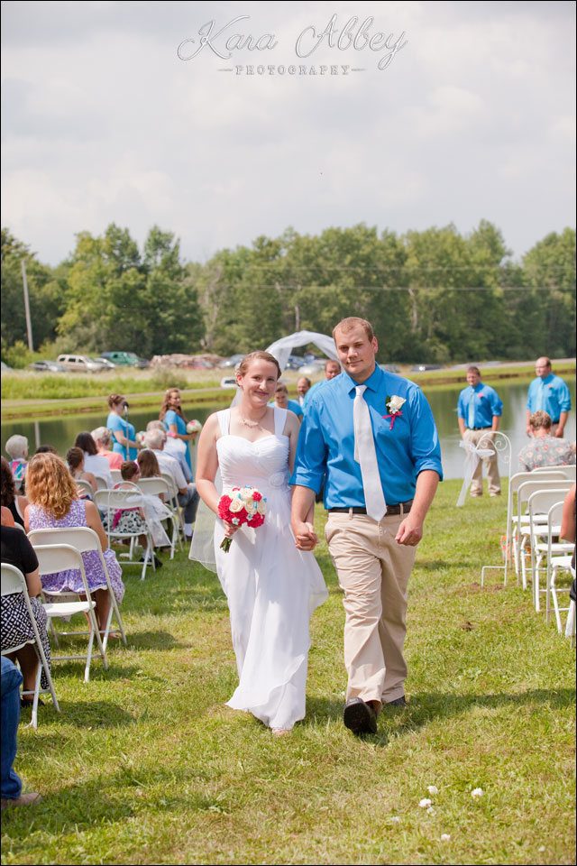 wedding photography outdoor ceremony  bride groom walking down the aisle wyalusing pa