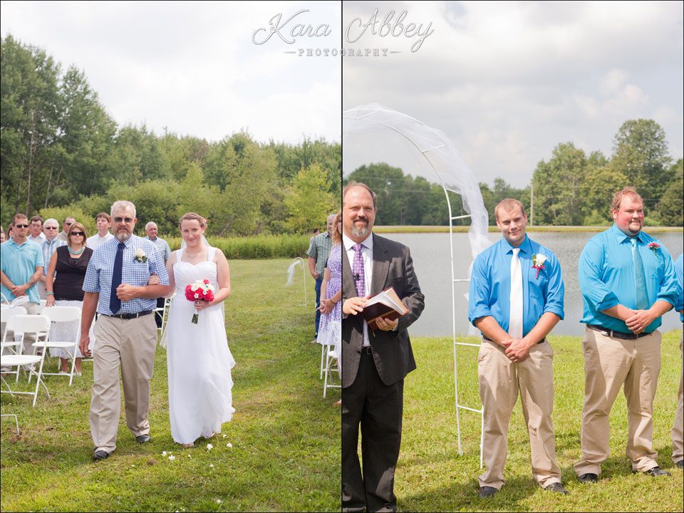 wedding photography outdoor ceremony  bride groom walking down the aisle wyalusing pa