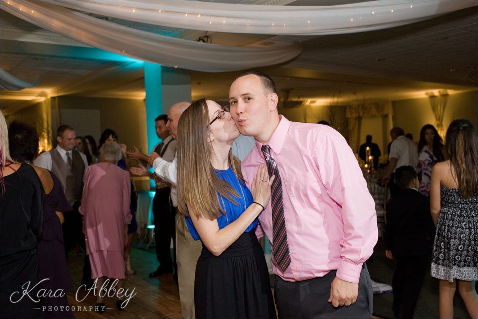 Binghamton NY Wedding Photography Reception Dancing Laughing Traditions at the Glen Kiss