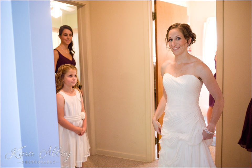 wedding day photography vestal ny bride flowers flowergirl getting ready prep white dress gown