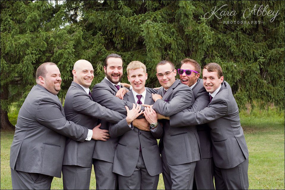 wedding day photography vestal ny groom groomsmen laugh group