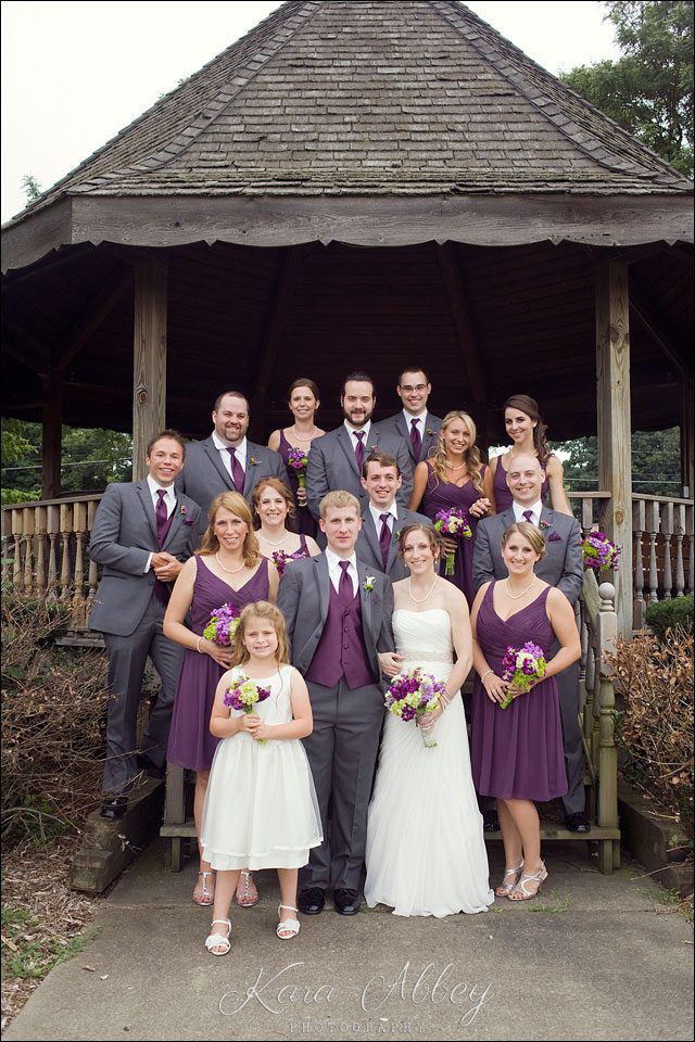 wedding day photography vestal ny gazebo park bride groom portrait cheer bridal party bridesmaids groomsmen flowergirl