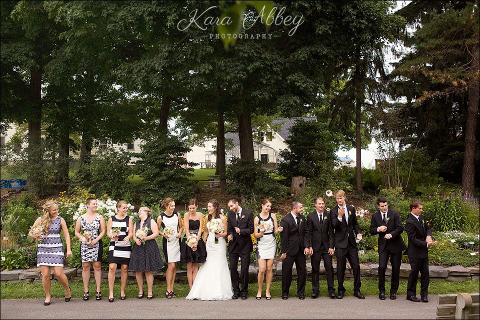 wedding day photography bridal party bride groom bridesmaids groomsmen dancing gardens flowers binghamton ny