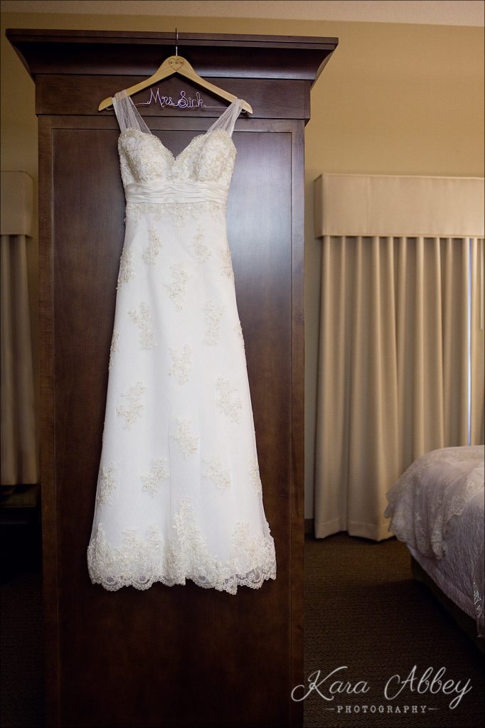 Tunkhannock Wedding Photography Hampton Inn Bride Bridesmaids Getting Ready Dress Gown Hanger Prep