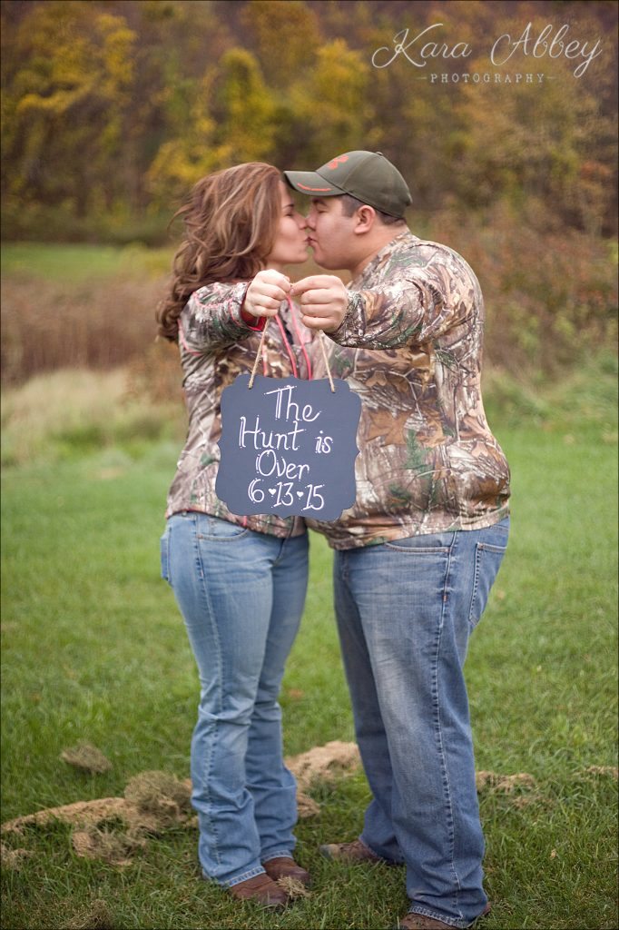 wedding engagement photographer Pittsburgh PA Irwin PA Greensburg PA Monroeville PA outdoor fall farm field hunting camo