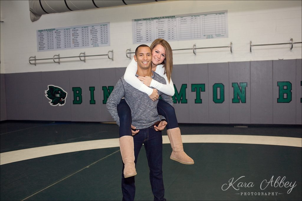Wedding Engagement Photographer Binghamton NY Pittsburgh PA College Campus Fall Wrestling Bearcat University