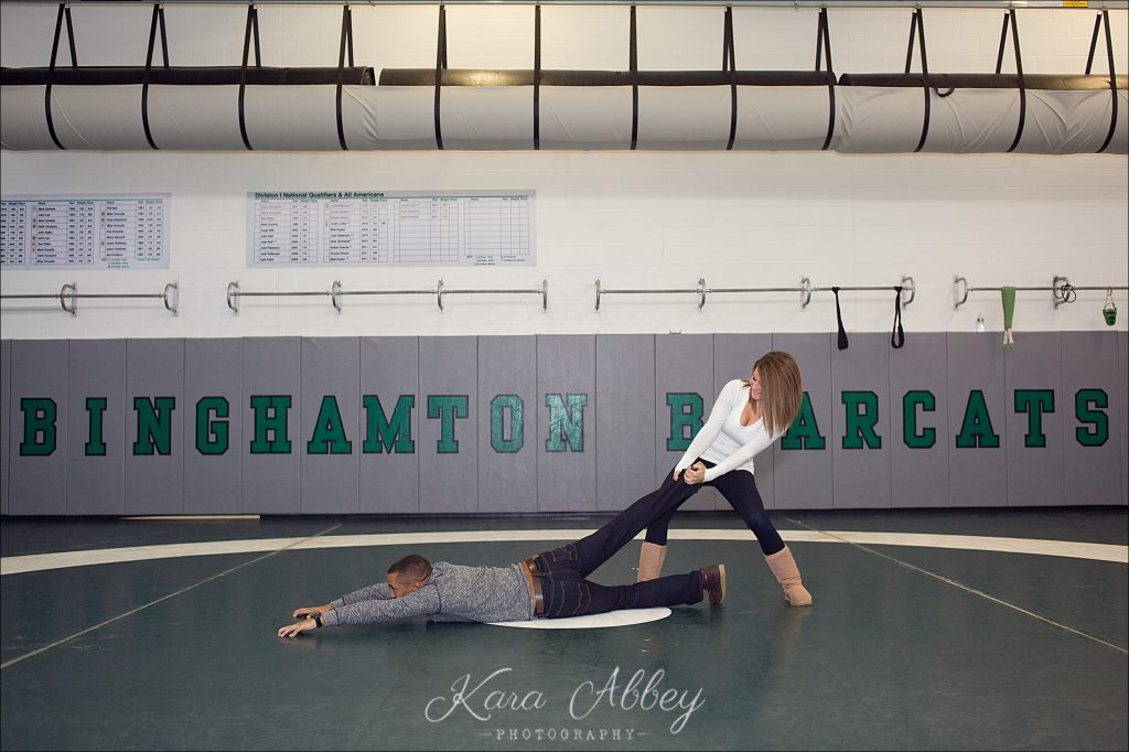 Wedding Engagement Photographer Binghamton NY Pittsburgh PA College Campus Fall Wrestling Bearcat University