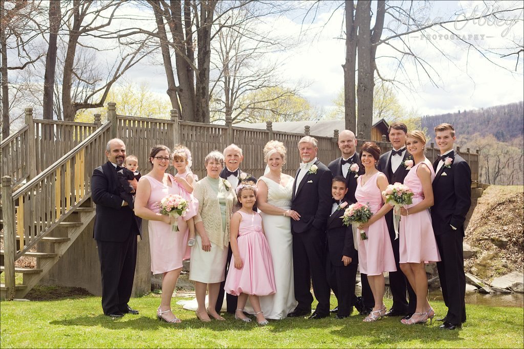 Wedding Photography Owego NY Irwin PA Greensburg PA Monroeville PA Pittsburg PA bride groom bridal party family pink dress tuxedo