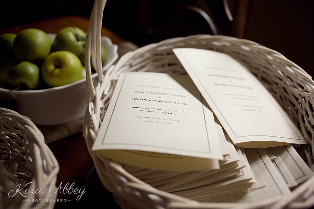 rainy day wedding photography Vestal NY wedding details programs
