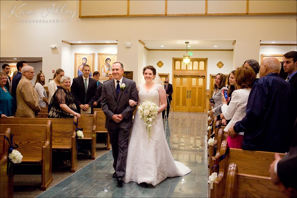 rainy day wedding photography Vestal NY Our Lady of Sorrows Ceremony processional