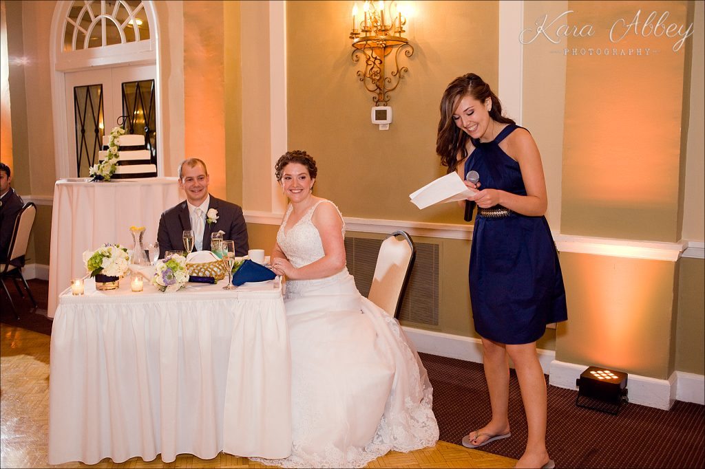 rainy day wedding photography Binghamton NY Binghamton Country Club reception toast