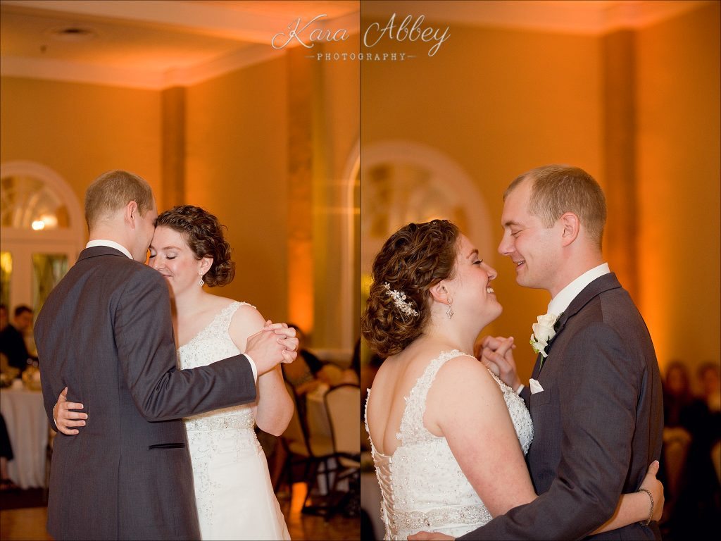 rainy day wedding photography Binghamton NY Binghamton Country Club reception first dance DJ: Select Receptions