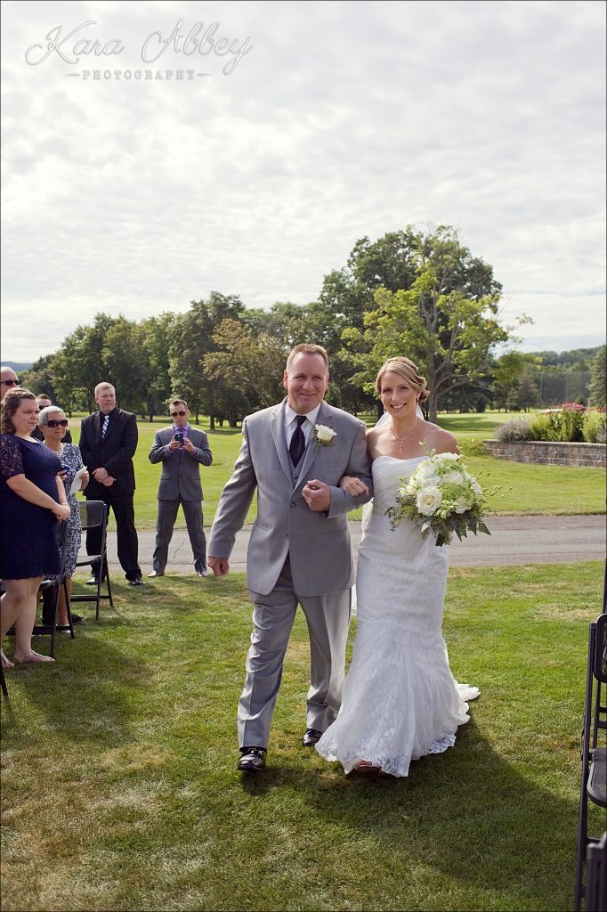 Wedding Photography at the Corning Country Club in Corning, NY Ceremony Bride Walking Down the Aisle 