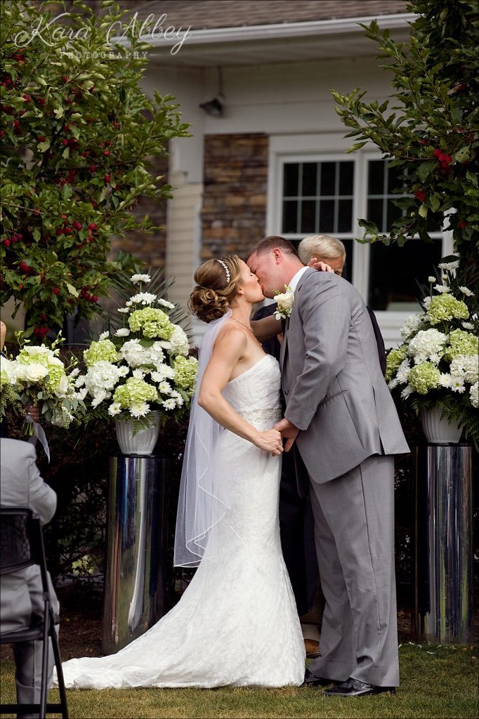 Wedding Photography at the Corning Country Club in Corning, NY Ceremony First Kiss