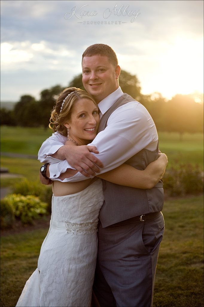 Wedding Photography at the Corning Country Club in Corning, NY Bride and Groom Portrait Sunset 