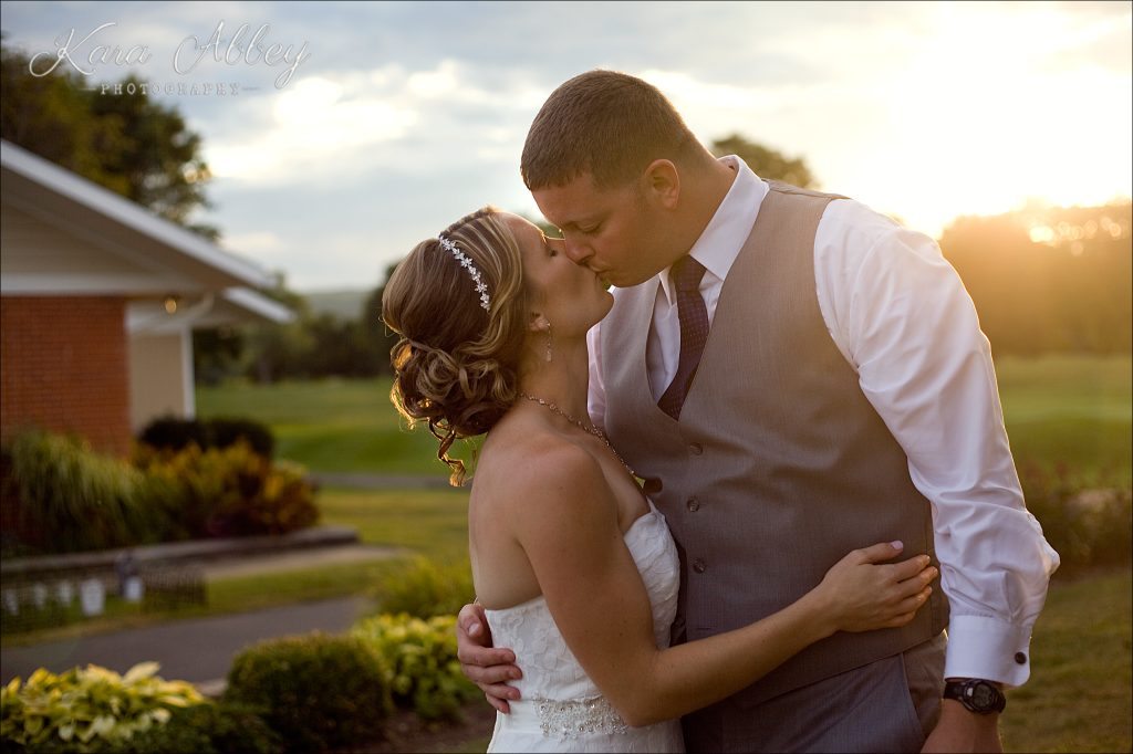 Wedding Photography at the Corning Country Club in Corning, NY Bride and Groom Portrait Sunset 