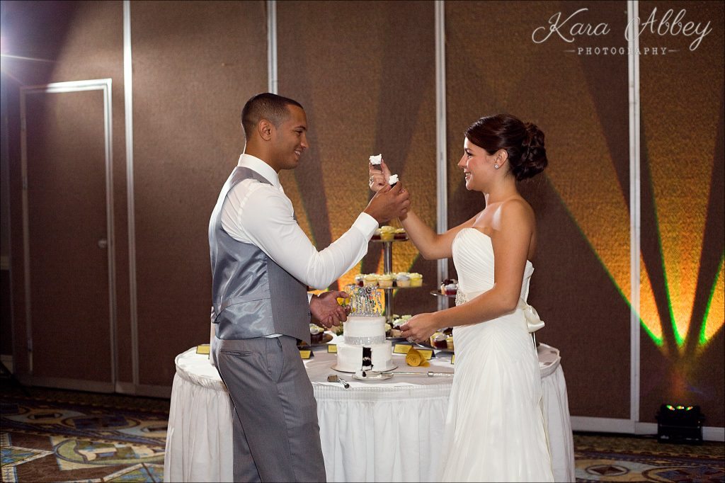 Binghamton, NY, Wedding Photography Holiday Inn Reception Cutting the Cake