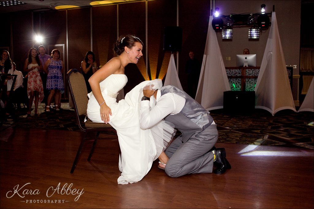 Binghamton, NY, Wedding Photography Holiday Inn Reception Garter