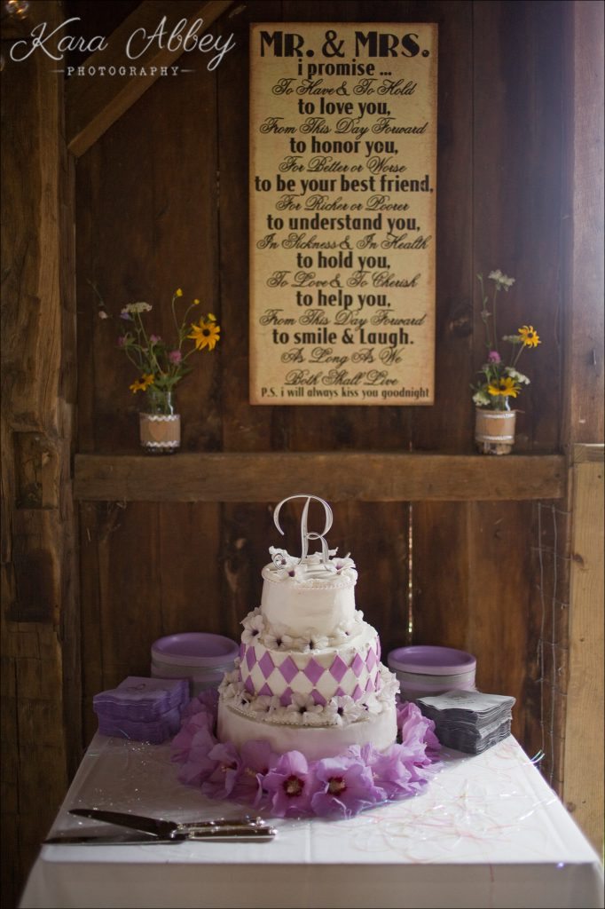 Country Wedding Photography Weaver View Farms Penn Yan, NY Barn Reception Cake