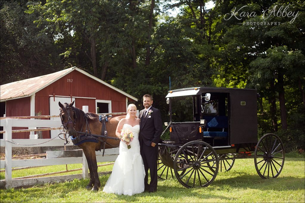 Country Wedding Photography Weaver View Farms Penn Yan, NY Bride Groom Portrait Amish Horse and Buggy