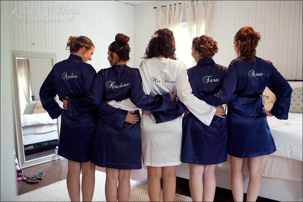 Rustic Country Wedding Photography Shoresbrook Inn Towanda, PA Bride Bridesmaids Laugh Getting Ready Matching Robes