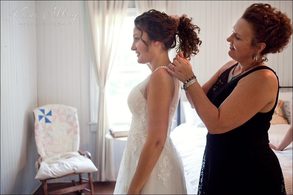 Rustic Country Wedding Photography Shoresbrook Inn Towanda, PA Bride Getting Ready Necklace