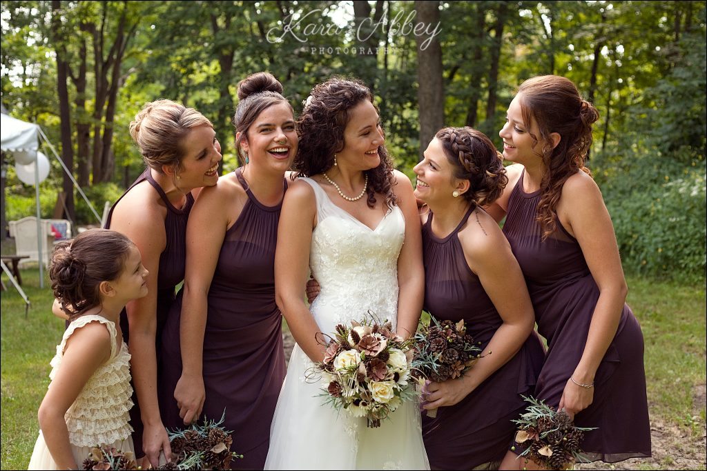Rustic Country Wedding Photography Shoresbrook Inn Towanda, PA Bride Bridesmaids Laugh