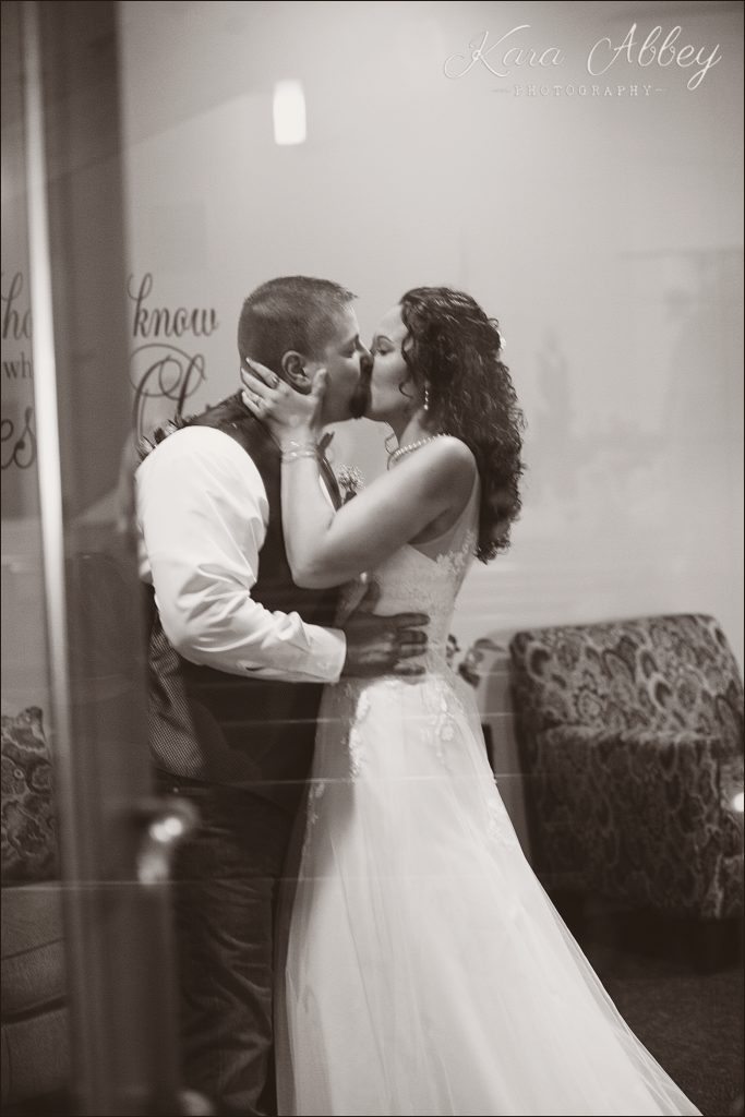 Rustic Country Wedding Photography First Baptist Church Towanda, PA Ceremony First Kiss