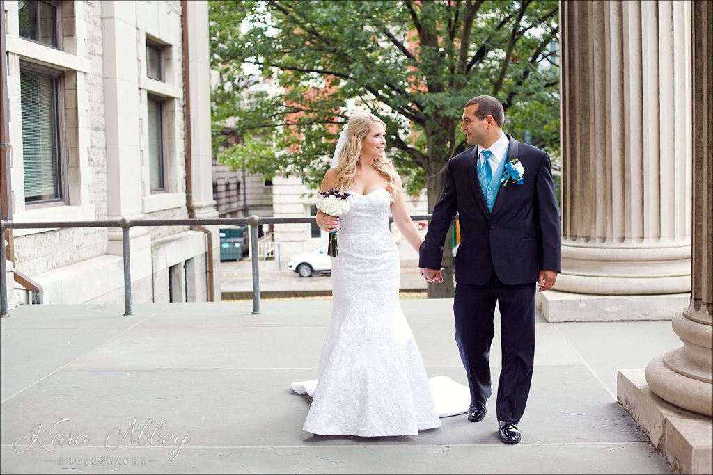Elegant Wedding Photography Binghamton NY Ceremony Courthouse Portraits Rainy Day Bride and Groom