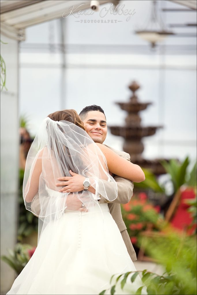 rainy day wedding photographer Tioga Gardens Owego, NY Greenshouse First Look