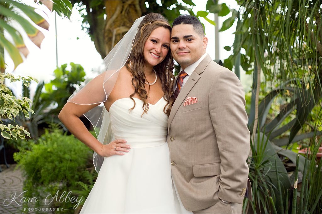 rainy day wedding photographer Tioga Gardens Owego, NY Greenshouse Dome Bride Groom Portraits
