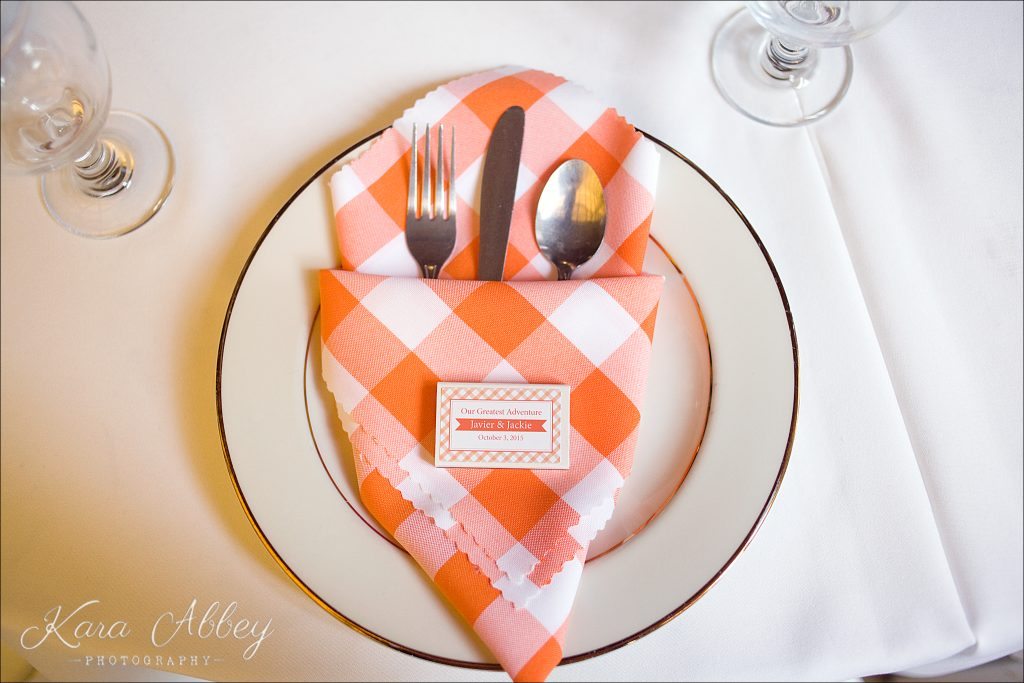 rainy day wedding photographer Tioga Gardens Owego, NY Reception Details Orange