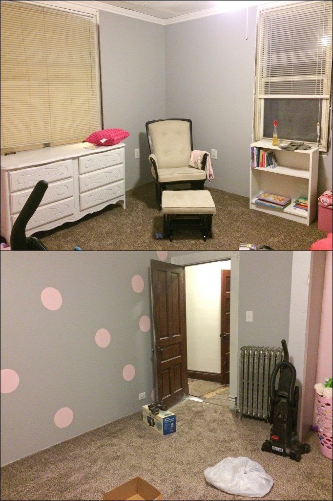 Our House Before and Afters Moving from Sayre, PA to Irwin, PA Pink Polka Dotted Nursery