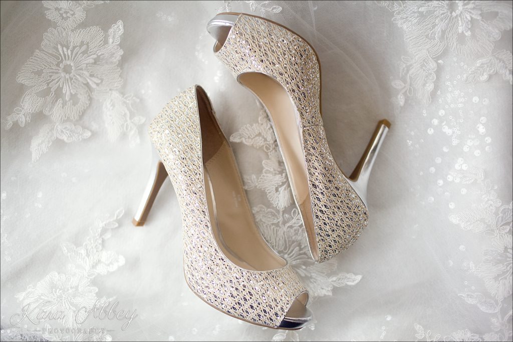 Rustic Country Chic Fall Wedding Wysox, PA Bridal Details Getting Ready Dress Gown Shoes Glitter Heels