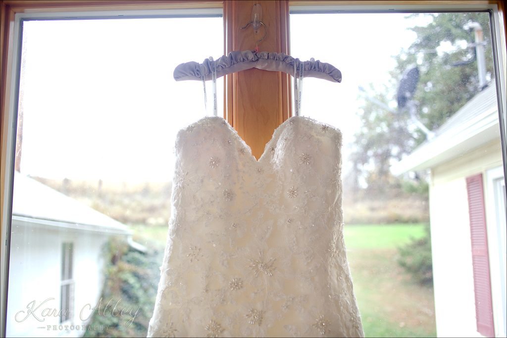 Rustic Country Chic Fall Wedding Wysox, PA Bridal Details Getting Ready Dress Gown
