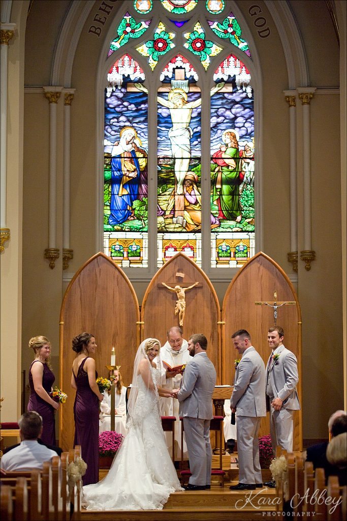 Rustic Country Chic Fall Wedding Towanda, PA Ceremony St. Peter and St. Paul Church Bride Groom Vows