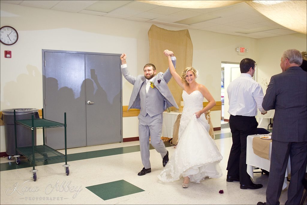 Rustic Country Chic Fall Wedding Wysox, PA Firehall Reception Grand Entrance Husband Wife