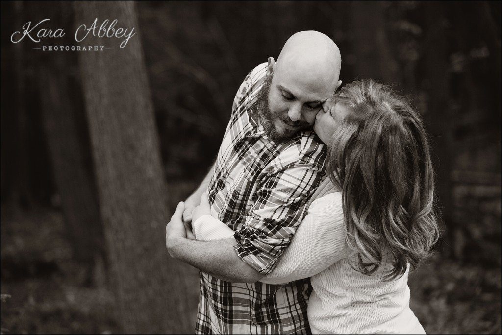 Outdoor fall engagement session Roba Family Farms Dalton, PA woods rustic
