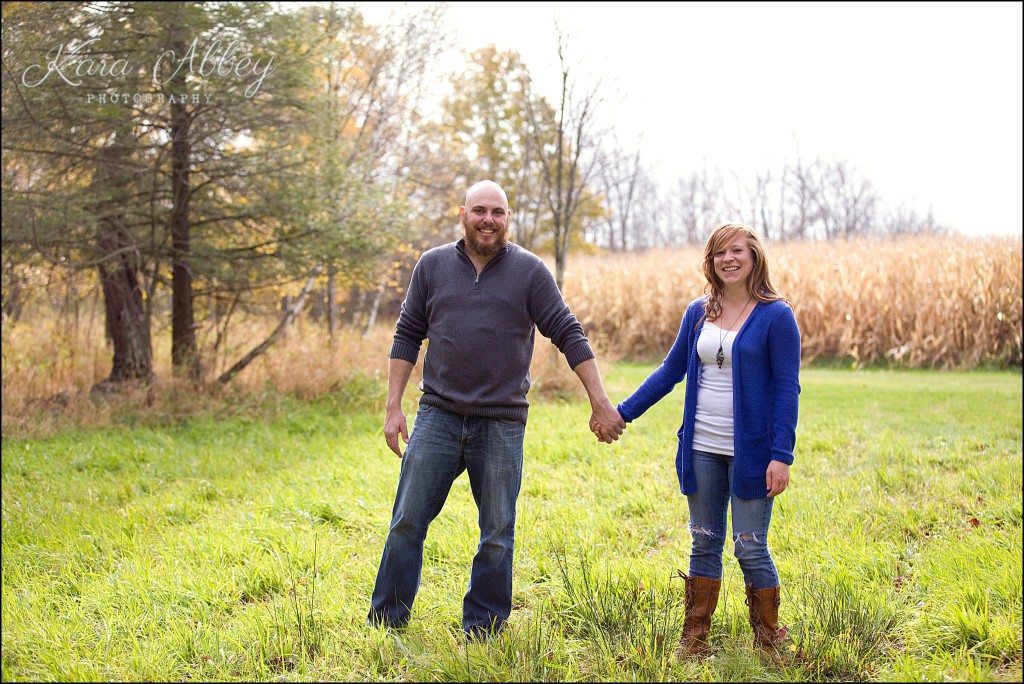 Outdoor fall engagement session Roba Family Farms Dalton, PA woods rustic