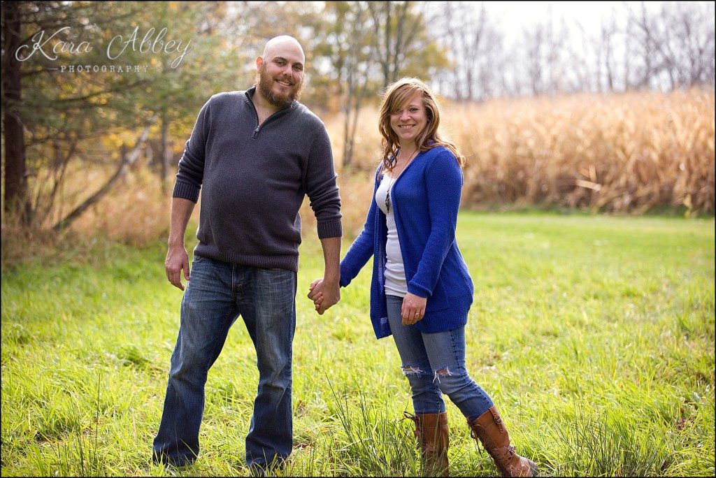 Outdoor fun fall engagement session Roba Family Farms Dalton, PA woods rustic