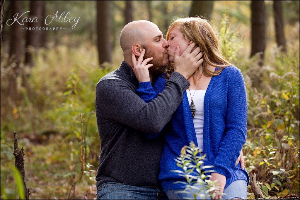 Outdoor fun fall engagement session Roba Family Farms Dalton, PA woods rustic