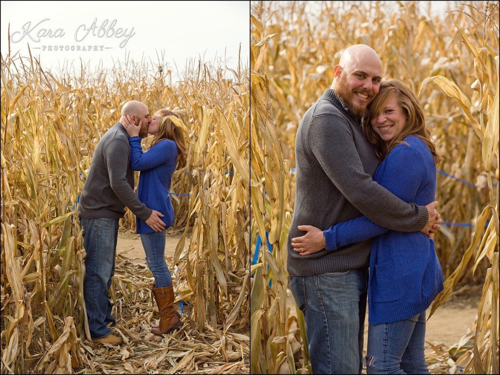 Outdoor fall engagement session Roba Family Farms Dalton, PA corn maze