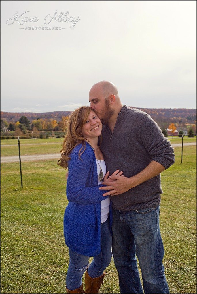 Outdoor fun fall engagement session Roba Family Farms Dalton, PA woods rustic
