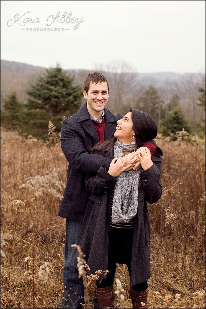 Cold Rainy Day-After-Christmas Engagement Photography Pine Valley Tree Farm Fields Towanda, PA