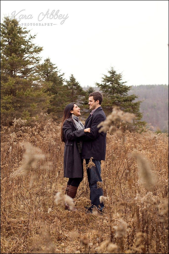 Cold Rainy Day-After-Christmas Engagement Photography Pine Valley Tree Farm Fields Towanda, PA